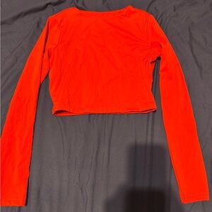 Women's Red Long Sleeve Crop Top